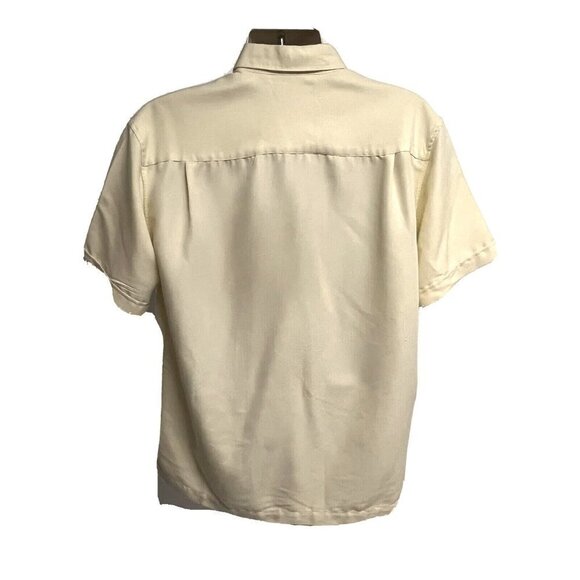 Cubavera Mens Retro Yellow Embroidered Rockabilly Button Front Camp Shirt Large - Picture 3 of 8